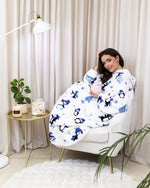 KocoBluza Winter Penguin – Biała Bluza Koc w Pingwiny One Size