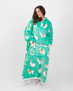 KocoBluza Llama Chill – Turkusowa Bluza Koc z Lamami One Size